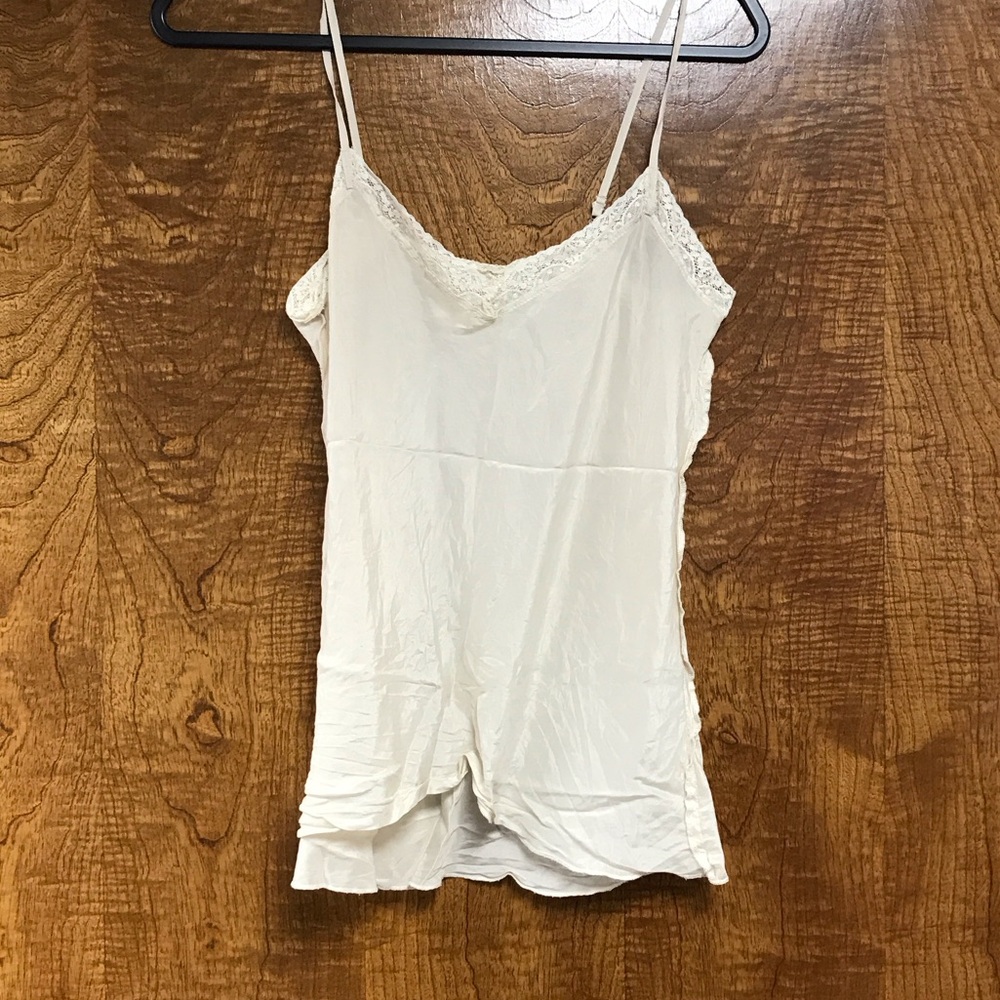 Lace-Trim White Camisole with Adjustable Straps